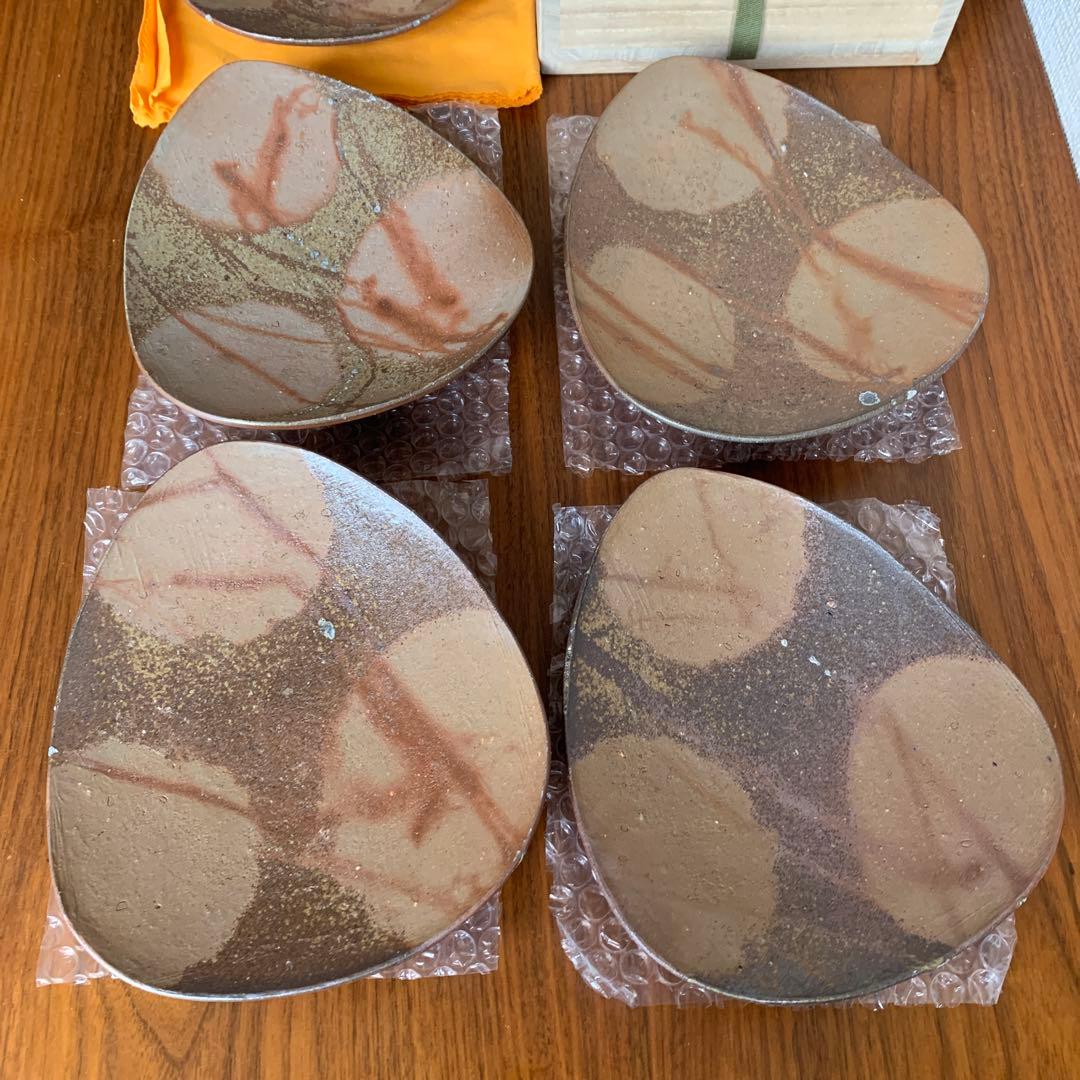 備前焼 金重有邦 皿 伊部三足平向付 5枚セット