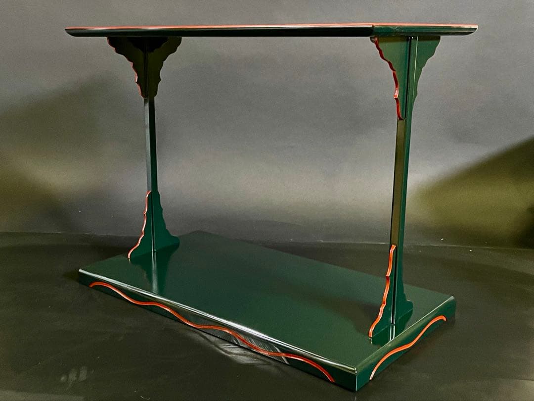 【超美品】「母」 青漆爪紅 及台子 光春 組立式 共箱 黄布 茶道具 (24②)