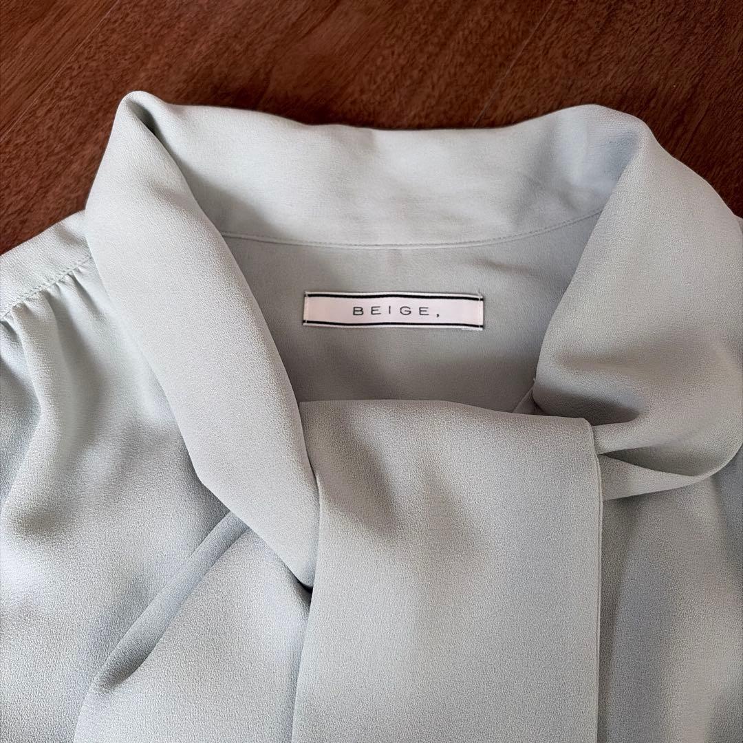 BEIGE 洗える STOW ボウタイブラウス ベイジ 4