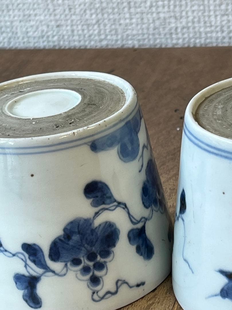 古い蕎麦猪口　そばちょこ　湯呑み　2個セット　古雑貨　アンティーク　昭和レトロ