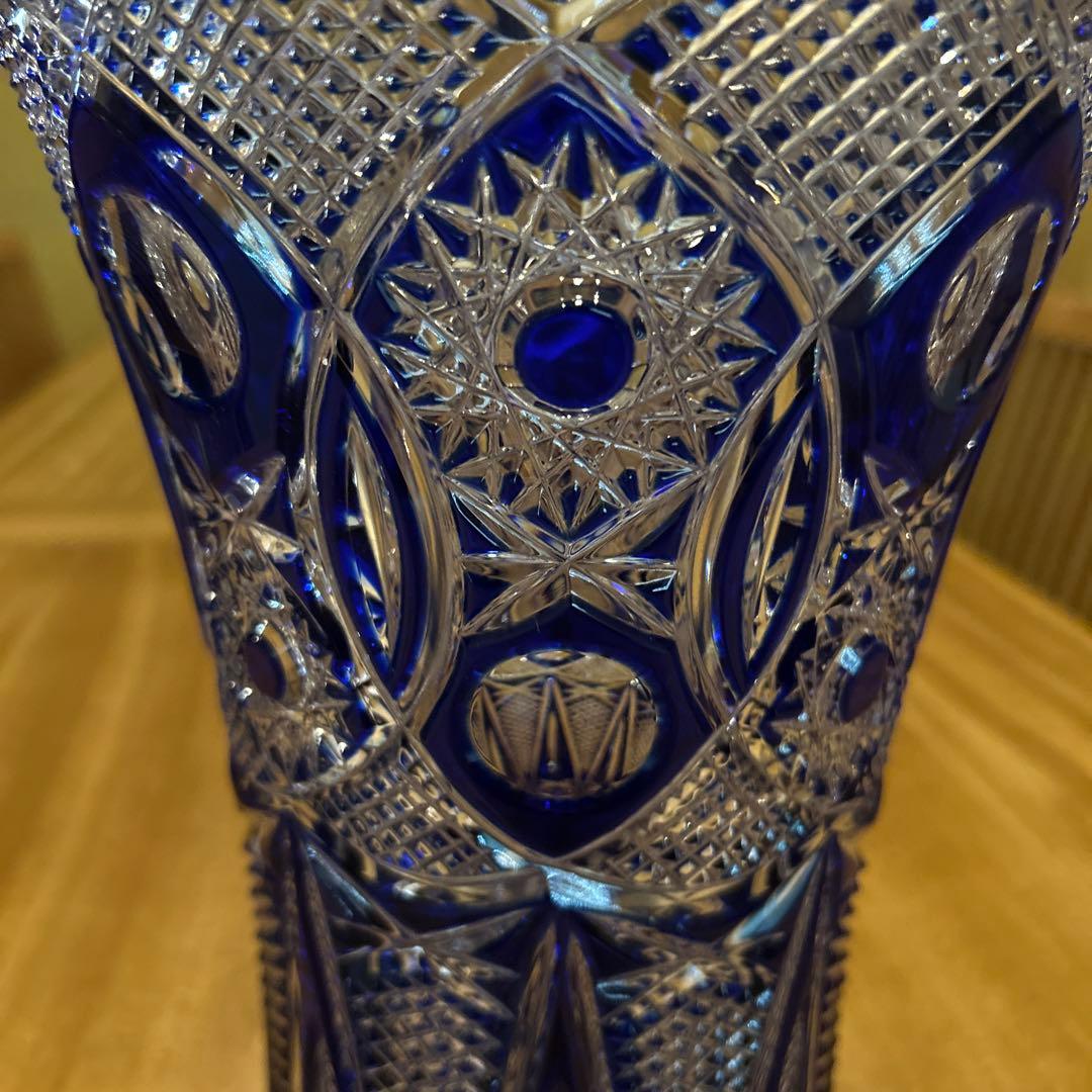 北一ガラスクリスタルハンドカットフラワーベース