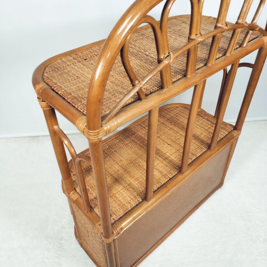 【良品】ラタン製　アーチ型　オープンシェルフ　引出し収納　ディスプレイ　レトロ