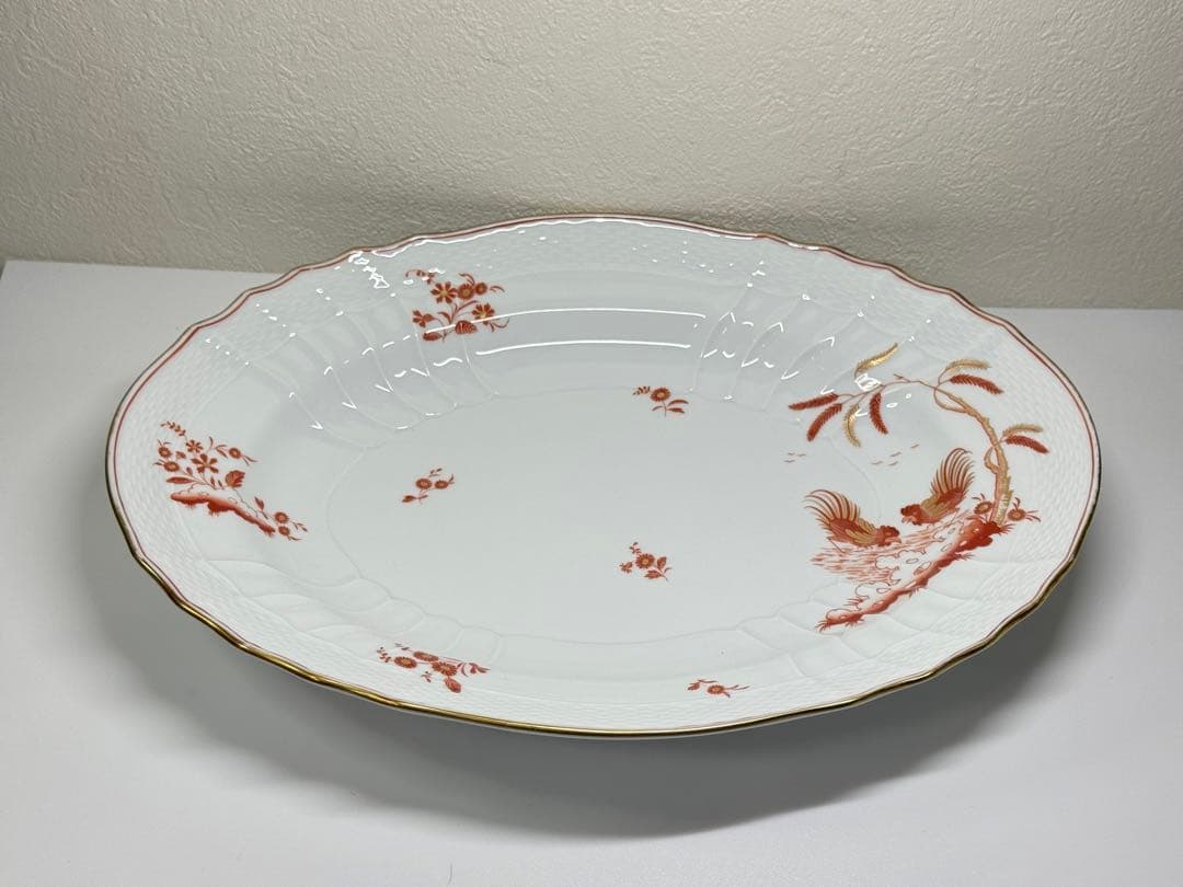 高級・Richard Ginori レッドコック オーバルプレート 大皿 トレイ