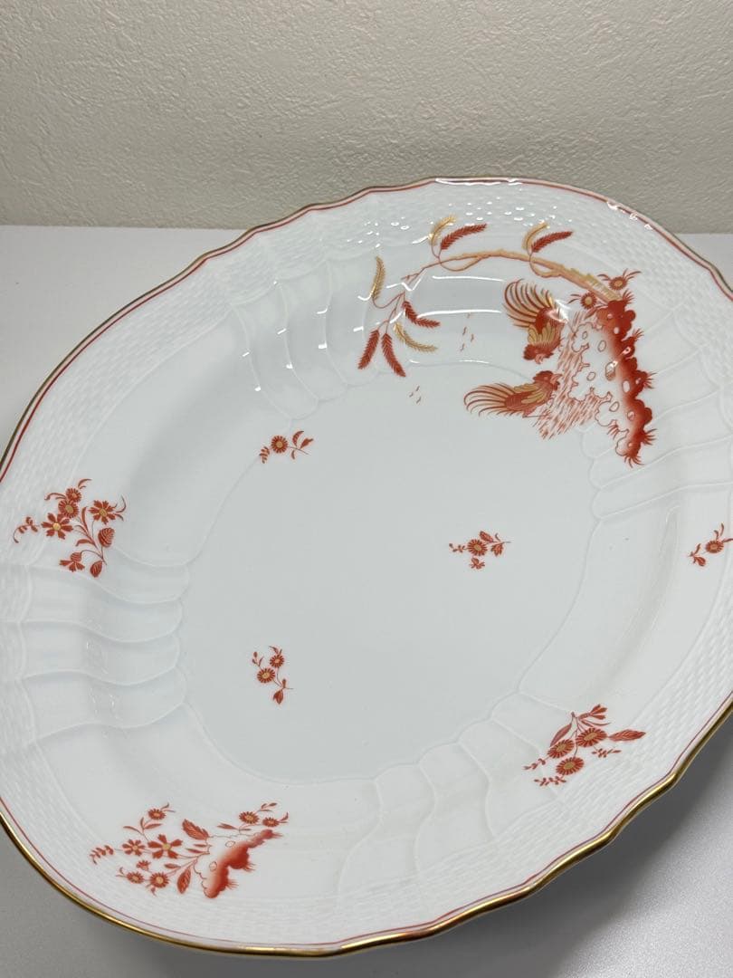 高級・Richard Ginori レッドコック オーバルプレート 大皿 トレイ