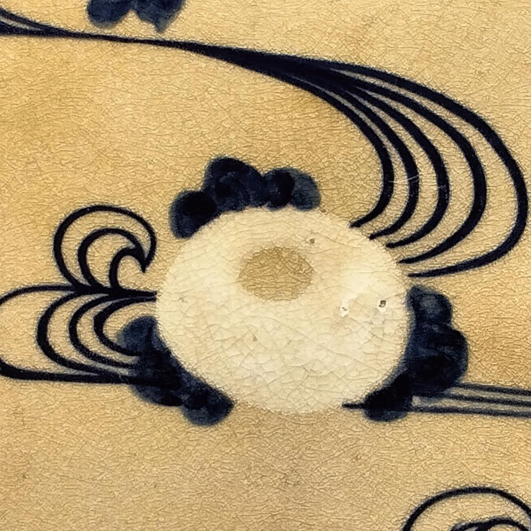 京焼 泰山窯 染付流水菊花文 九寸四方皿