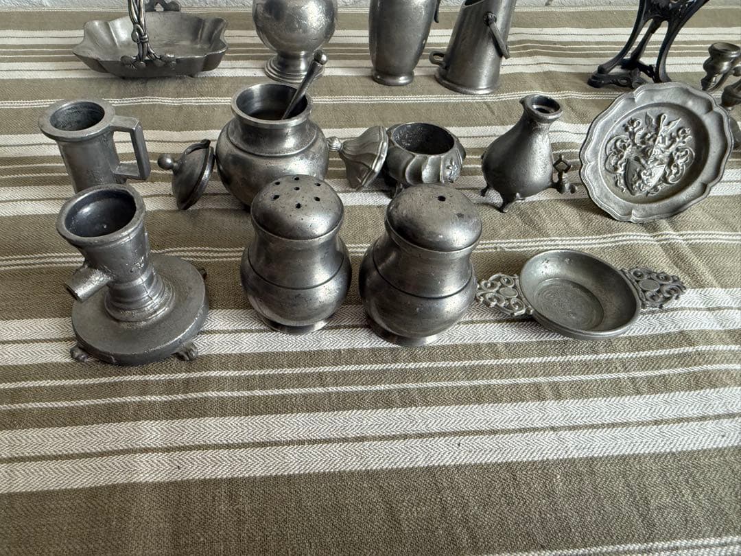 フランスアンティーク　ミニチュア金属製アンティーク雑貨14点セット