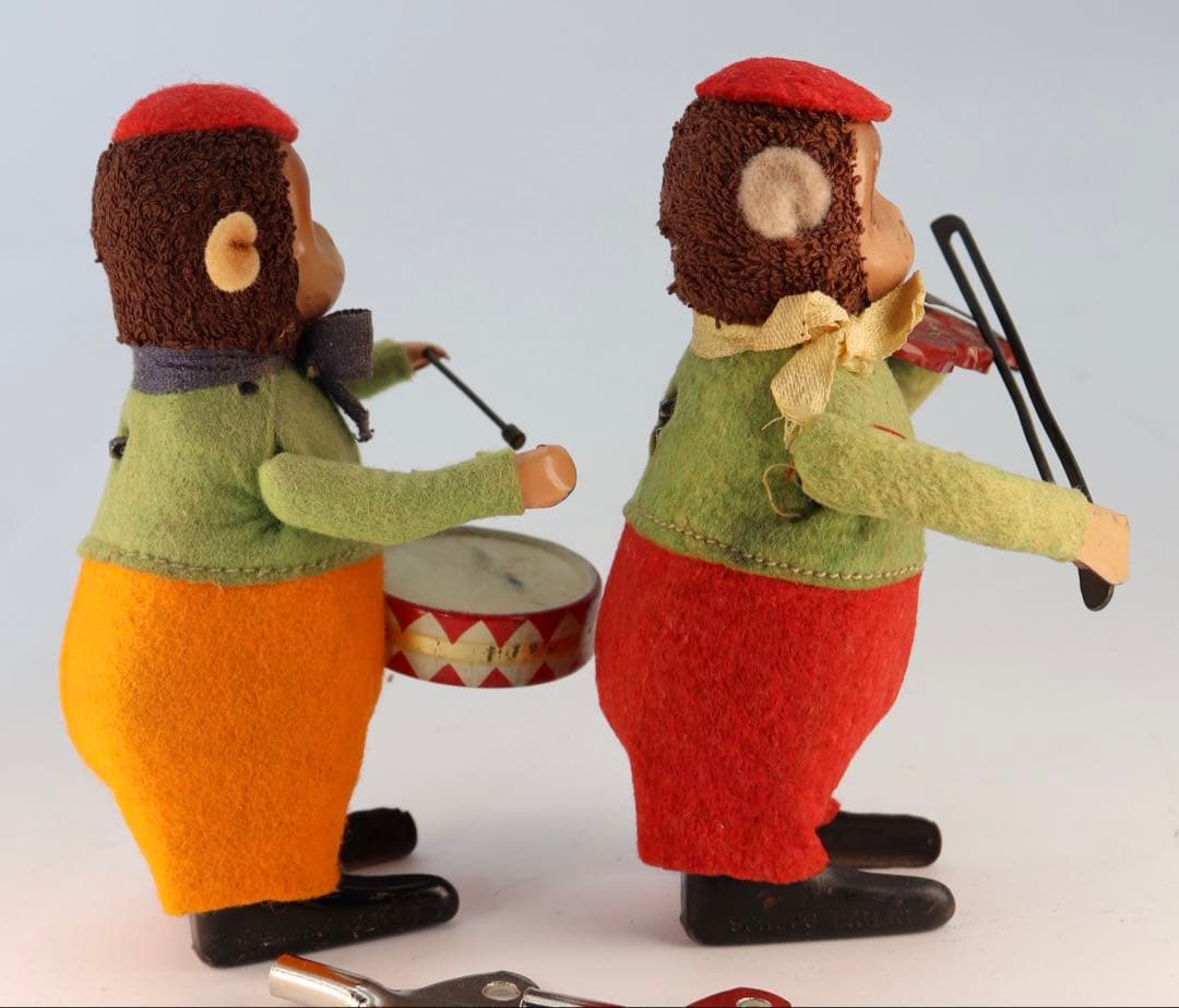 ヴィンテージ Schuco ワインドアップ猿の演奏者 フィギュア2体セット