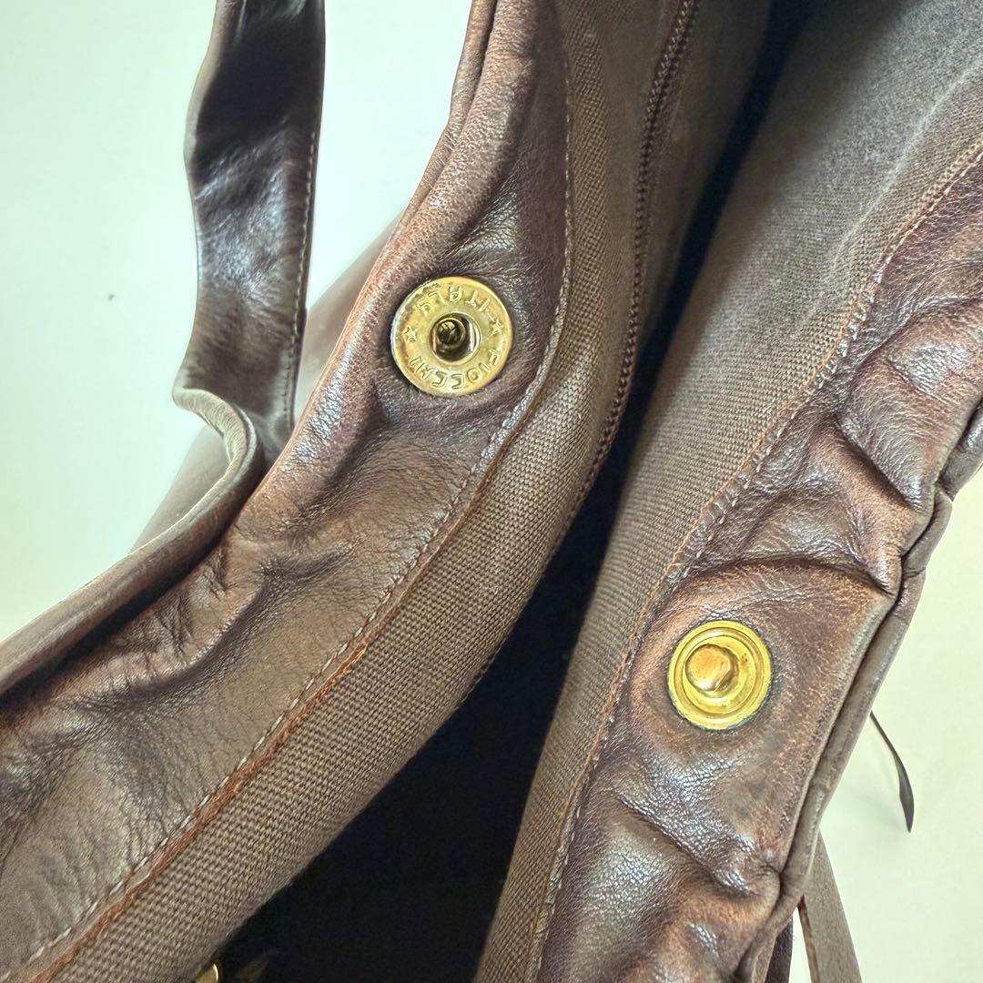 イルビゾンテ ショルダーバッグ リボン ギャザー ダークブラウン 本革