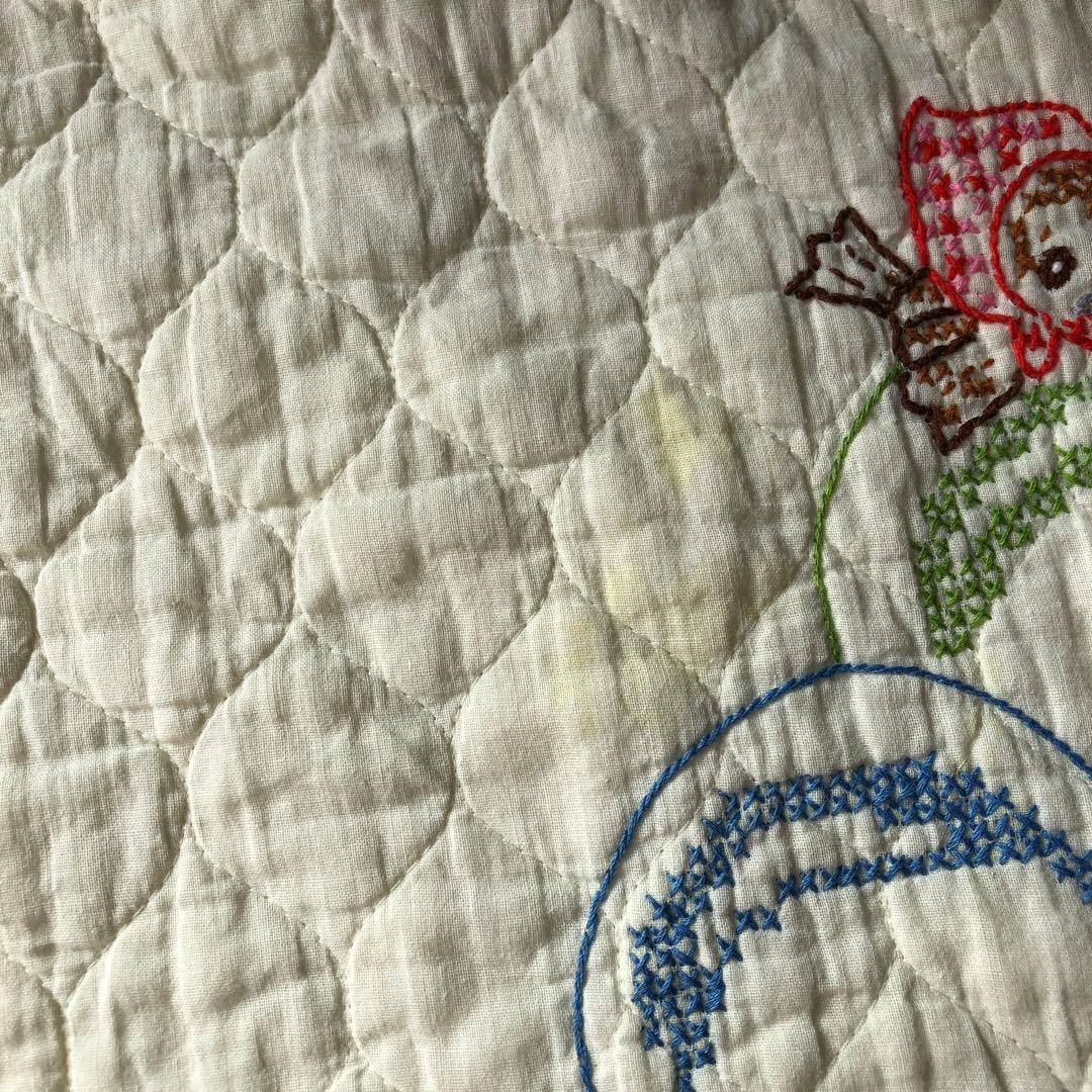 ハンドメイド　ビンテージ　刺繍　キルト　50s 60s 70s キルト生地