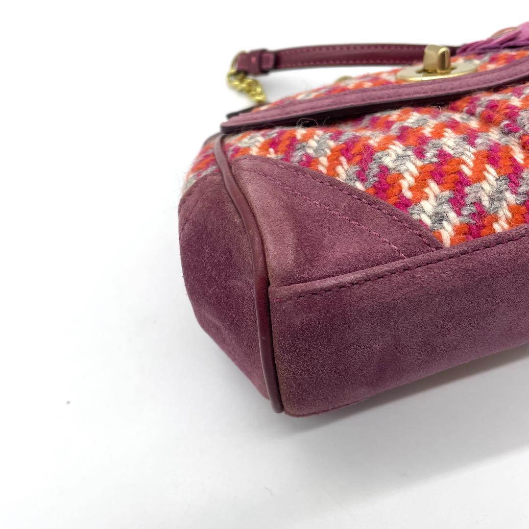 バッグ Coach handbag with clasp turnlock tweed