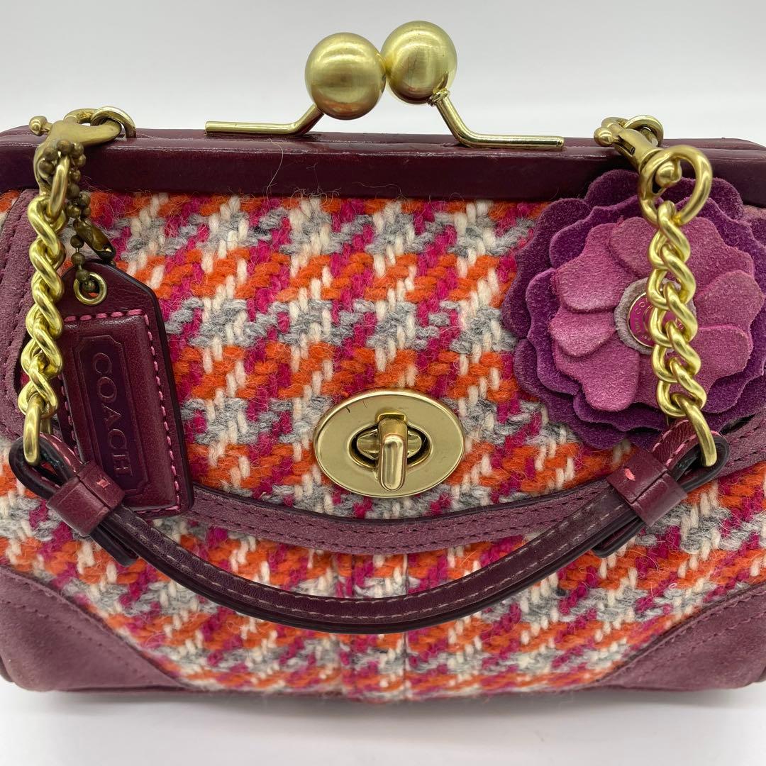 バッグ Coach handbag with clasp turnlock tweed