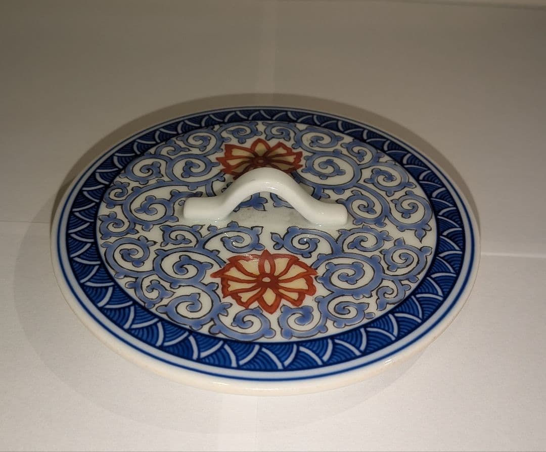 『館林貞夫』古琳庵窯　間取山水　水指　茶道具　共箱共布栞略歴　色絵　柿右衛門様式