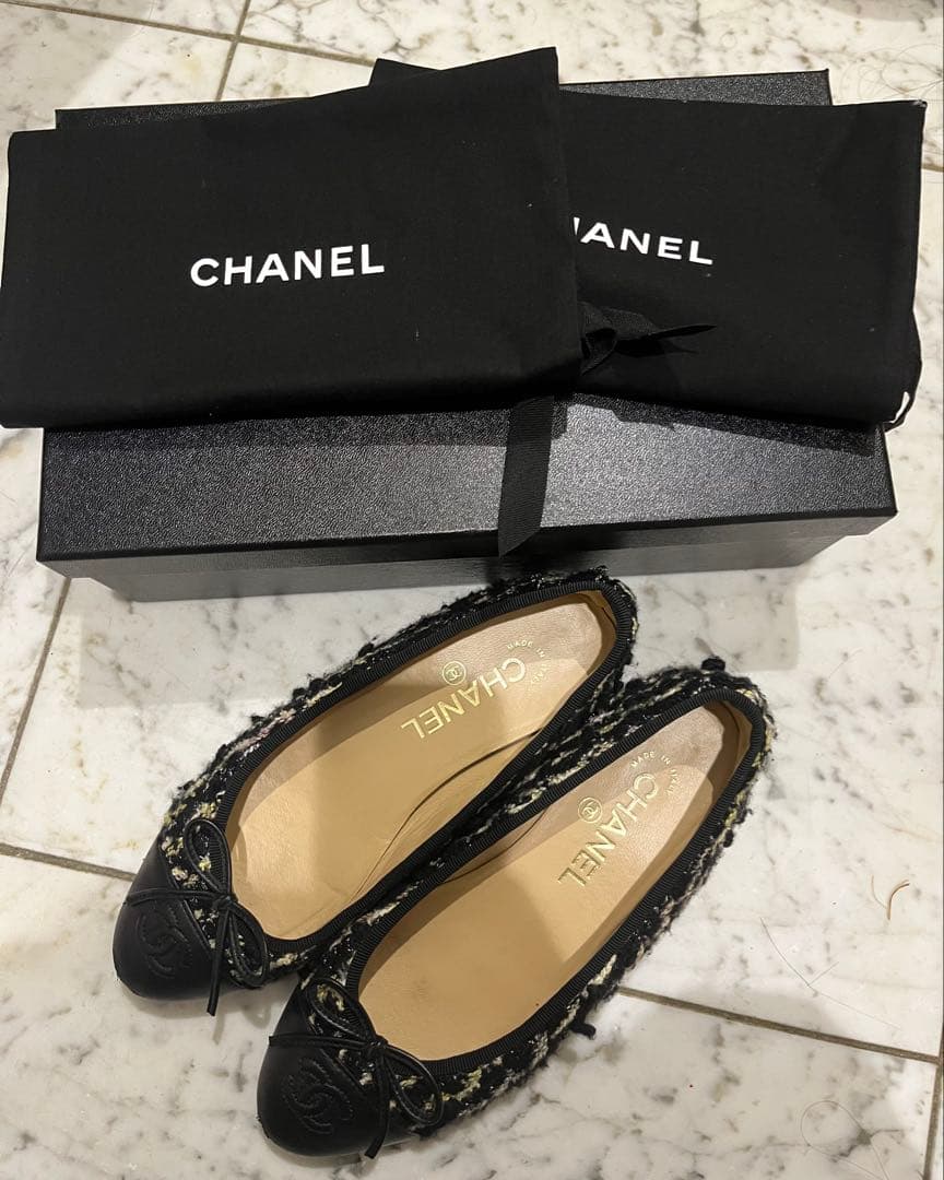 【美品】CHANEL ツイード フラットシューズ　36