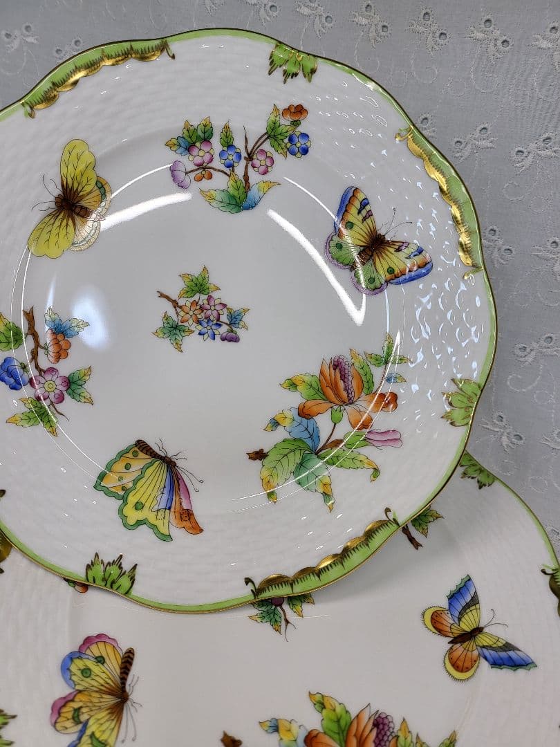 未使用近✨ヘレンド ヴィクトリアブーケ サラダ デザート プレート19皿 花蝶②