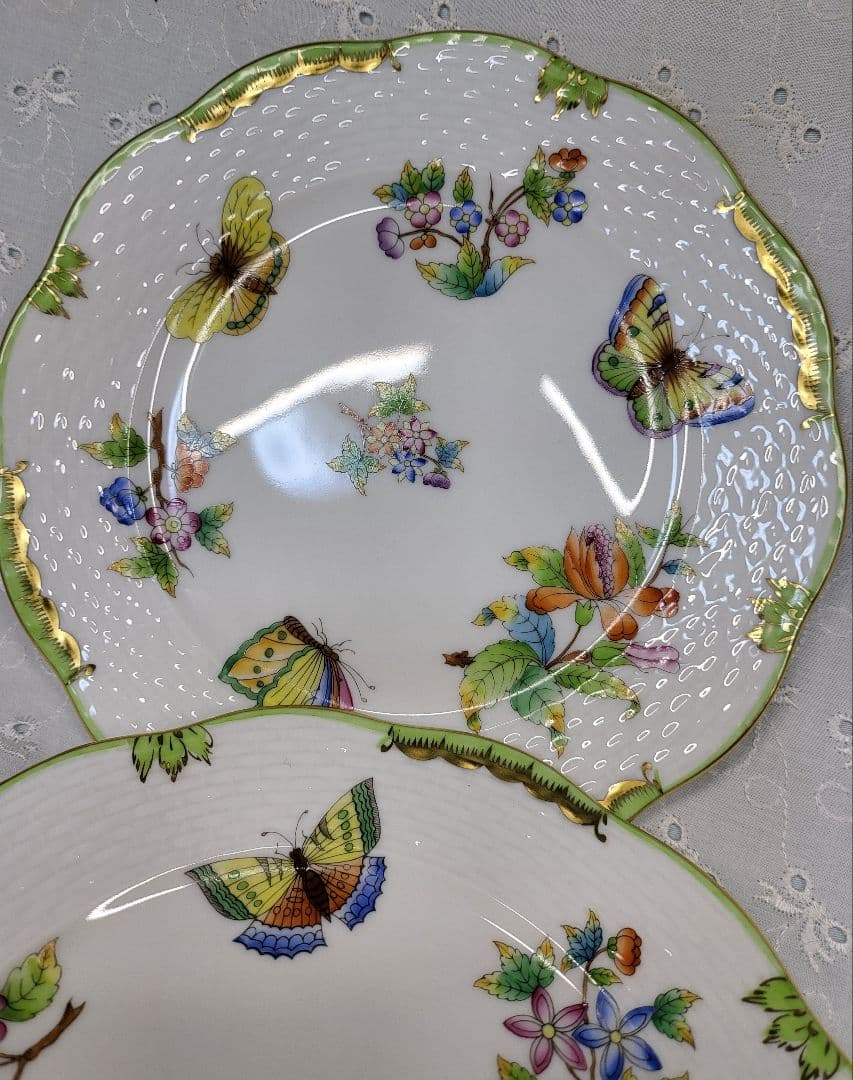 未使用近✨ヘレンド ヴィクトリアブーケ サラダ デザート プレート19皿 花蝶②