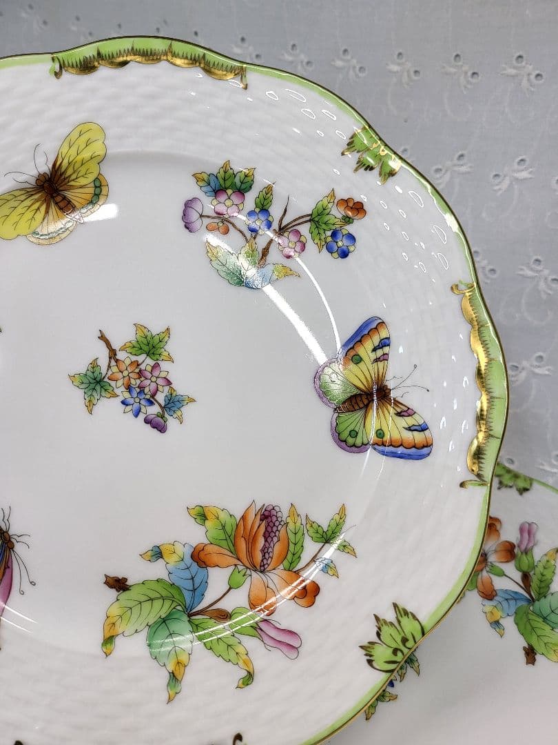 未使用近✨ヘレンド ヴィクトリアブーケ サラダ デザート プレート19皿 花蝶②