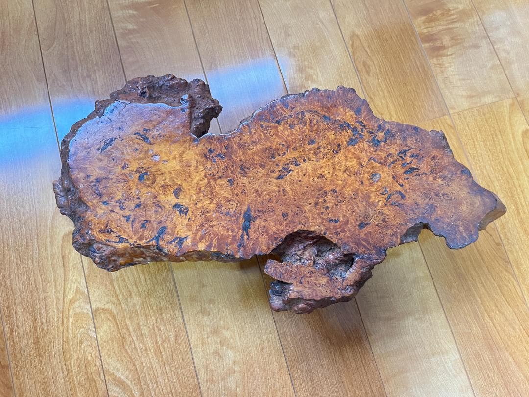 【天然一枚板】飾り台 盆栽台 花瓶台 座卓 足付き 大小2枚セット【光沢仕上げ】