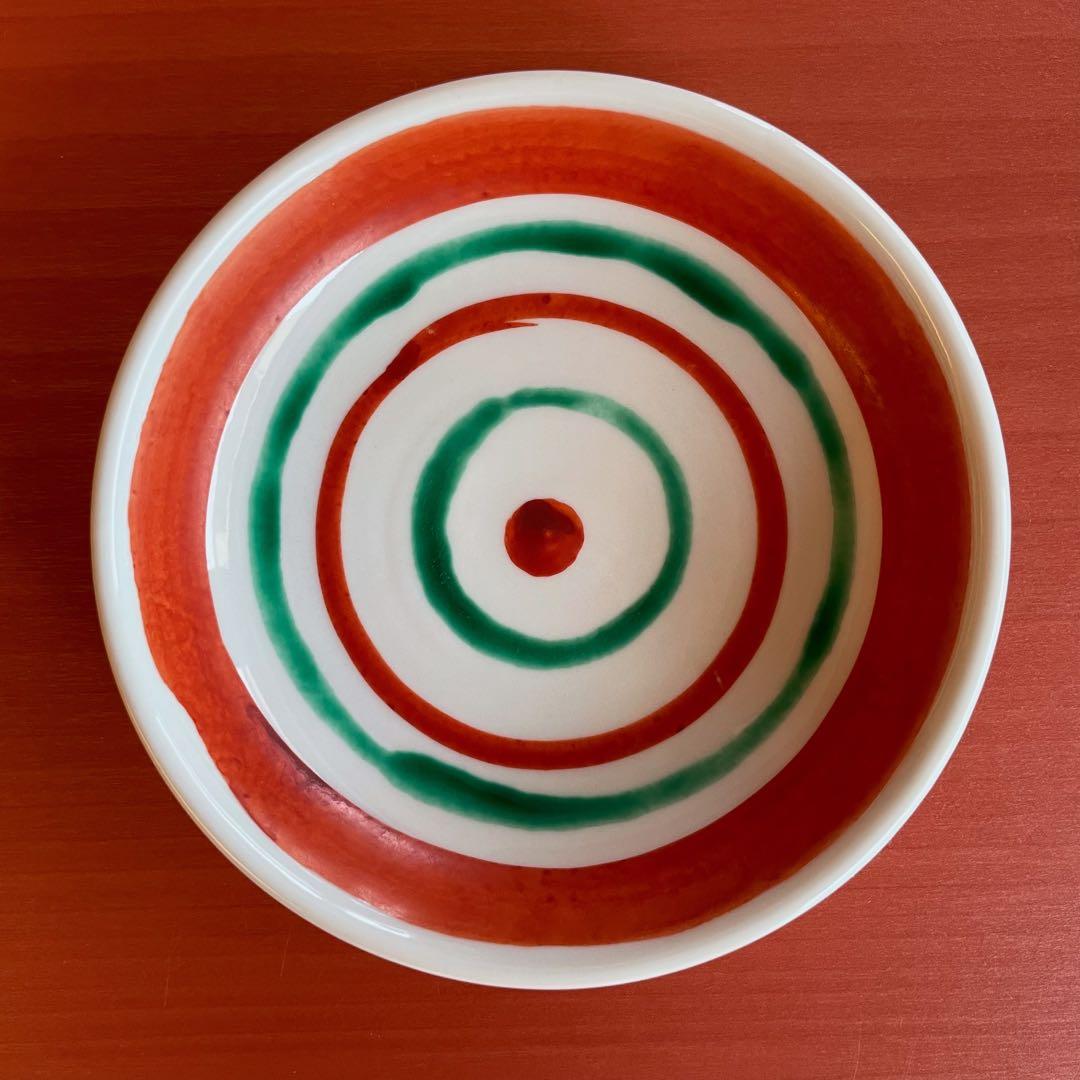 正木春蔵　色絵 縞文 4.5寸皿