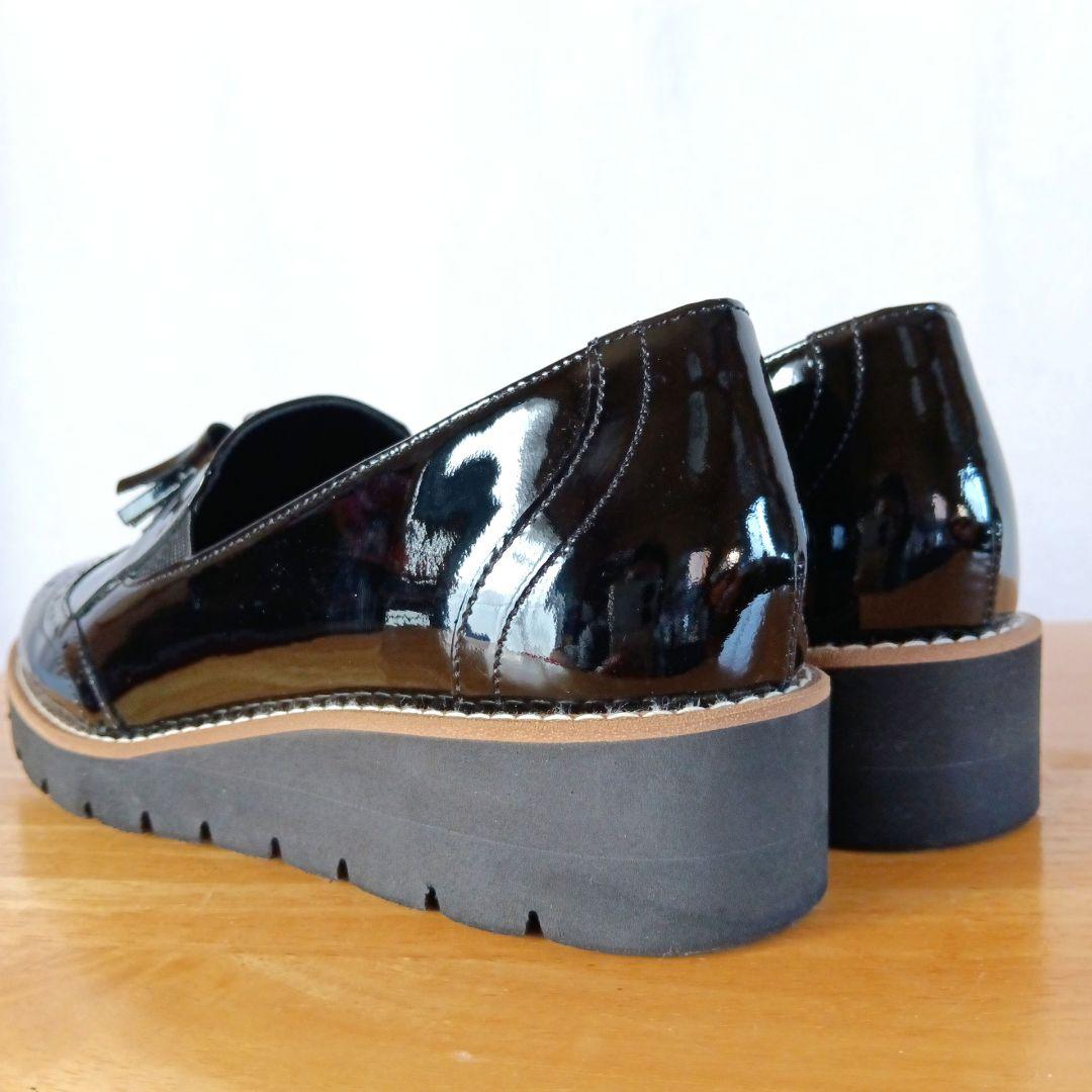 極美品◆DIANA ダイアナ WELLFIT エナメル タッセル ブラック