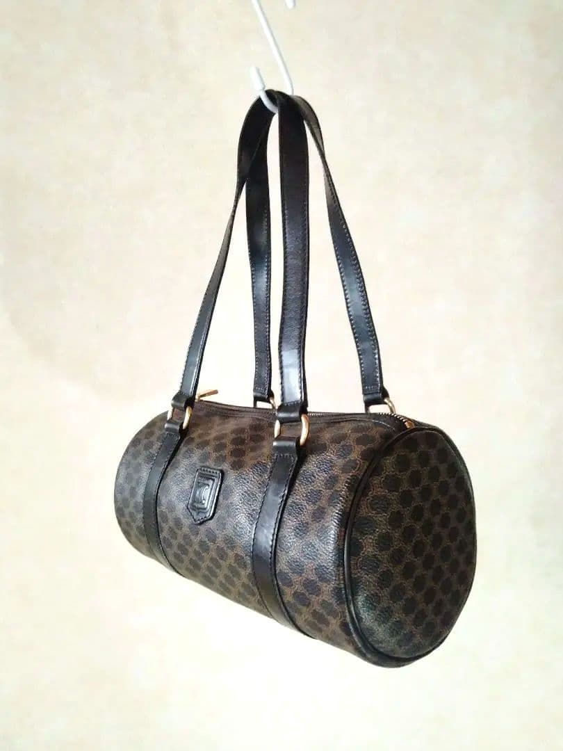 セリーヌ マカダム ブラゾン柄 円筒型 ブラウン レア 希少 美品 匿名配送