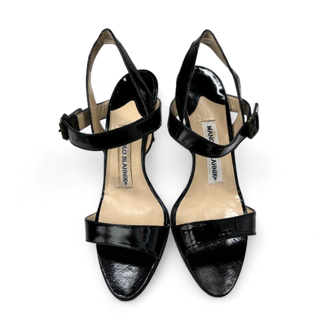 映画の主人公に！マノロブラニク アンクルストラップサンダル 黒 36 23cm