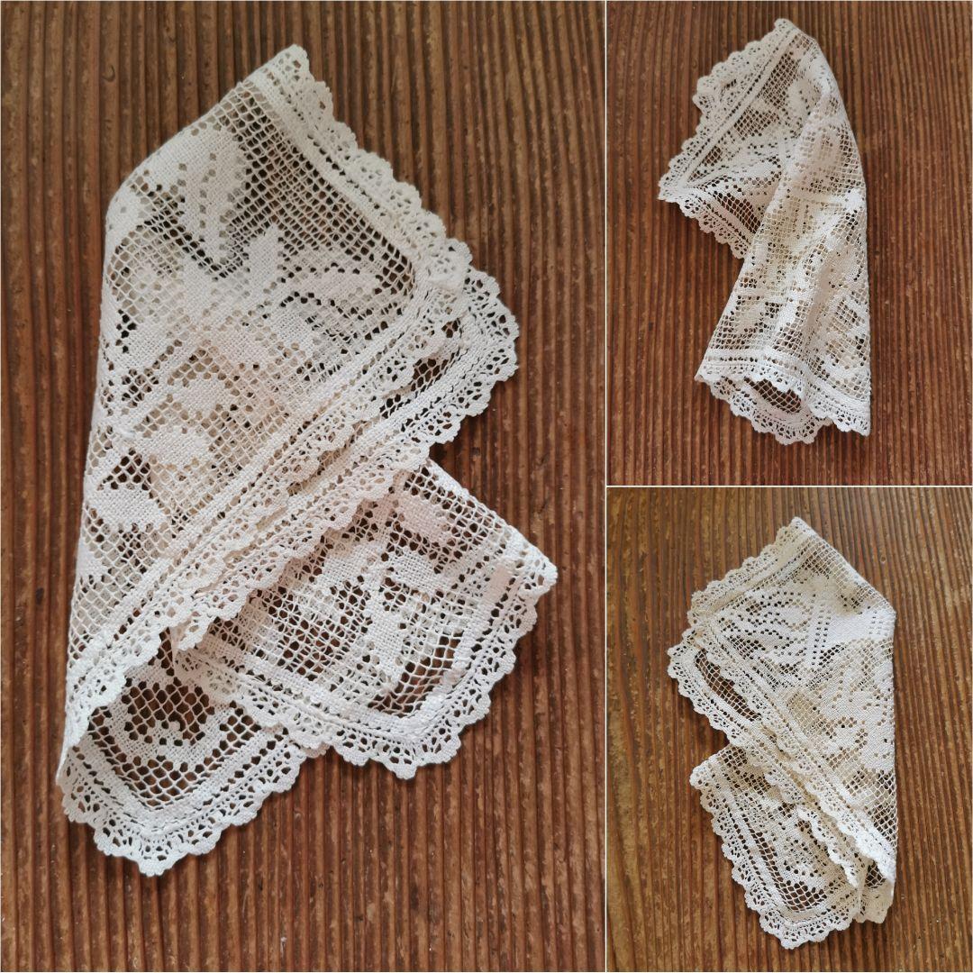 アンティーク フィレレース 聖火と鳩とオリーブ 透かしパネル スカラップ装飾