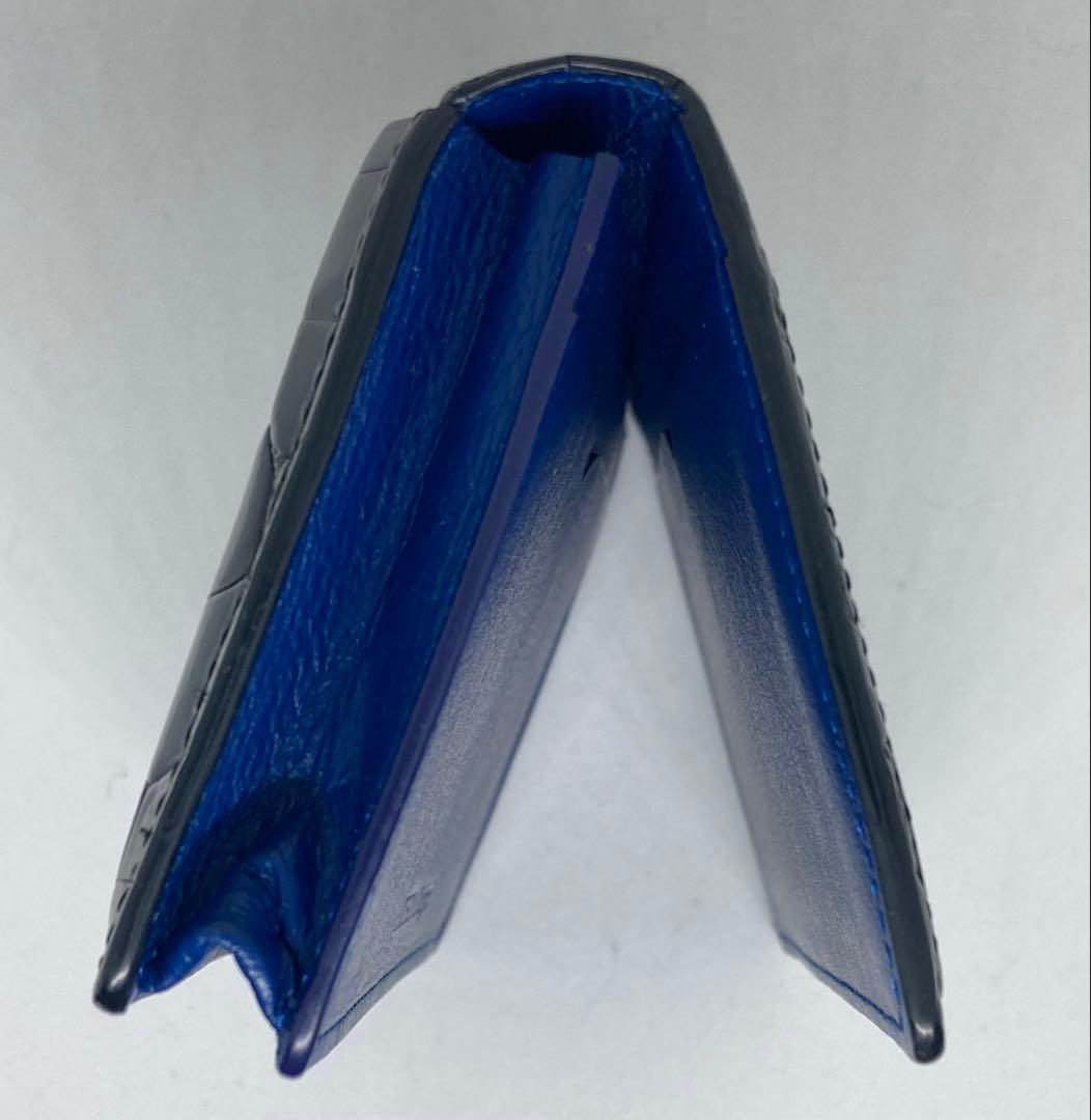 池田工芸 クロコダイル カードケース ブラック/ブルー