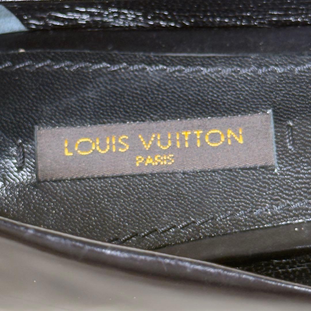 【美品】ルイヴィトン36フラットシューズ パンプス ロゴプレート 黒 金