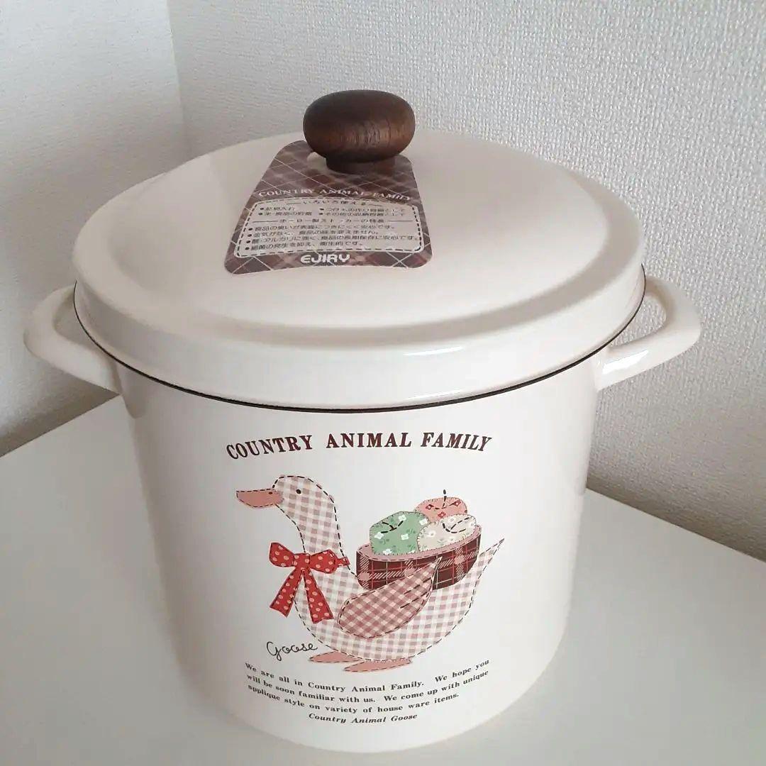 未使用 エジリー カントリーアニマルファミリー ホーロー キャニスターセット