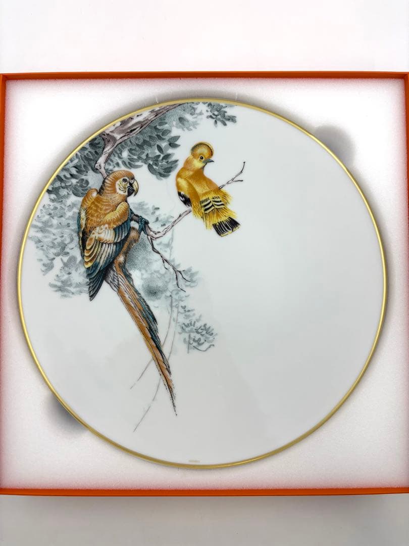 HERMES エルメス　赤道直下のスケッチ アメリカンディナープレート　鳥　箱付