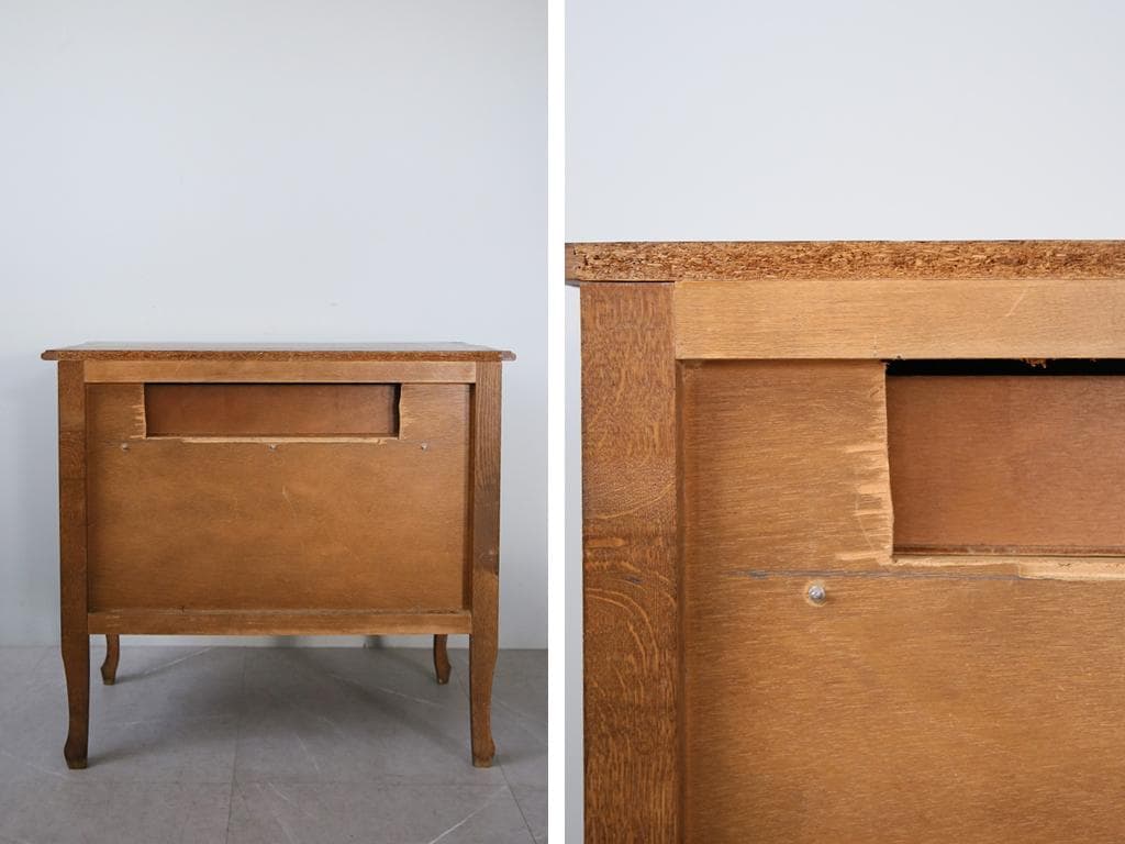 フランスアンティーク猫脚3杯ドロワー/木製チェスト/タンス/飾り棚(90-194