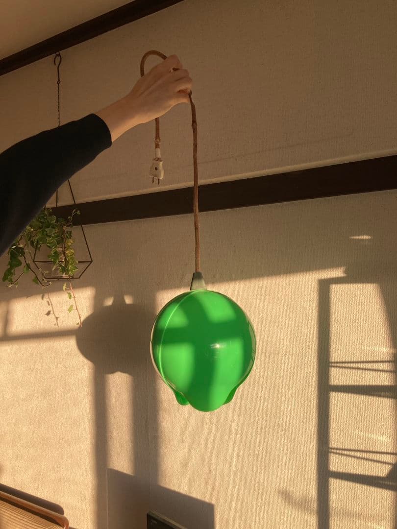 レトロ　チューリップ　ペンダントライト 花びら フロアライト　コンセント　緑