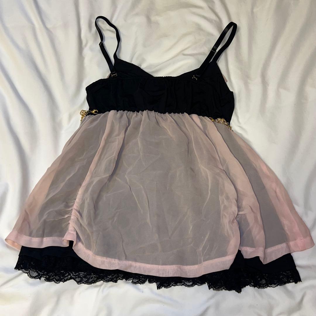 GODS∞infinity キャミソール 黒ピンク シフォン