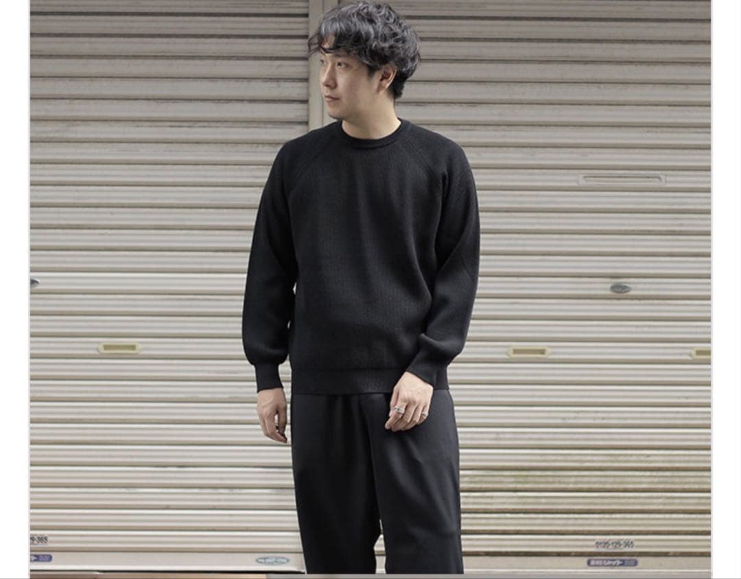 [BATONER) SIGNATURE CREW NECK バトナーニット黒