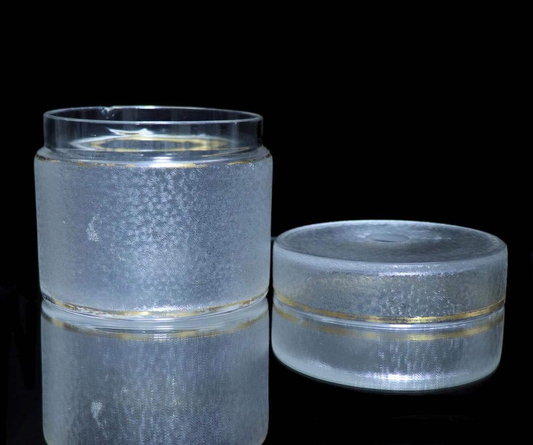 オールド・バカラ 春海商店特注青海波模様 金彩大型蓋物 ボンボニエール 小物入れ