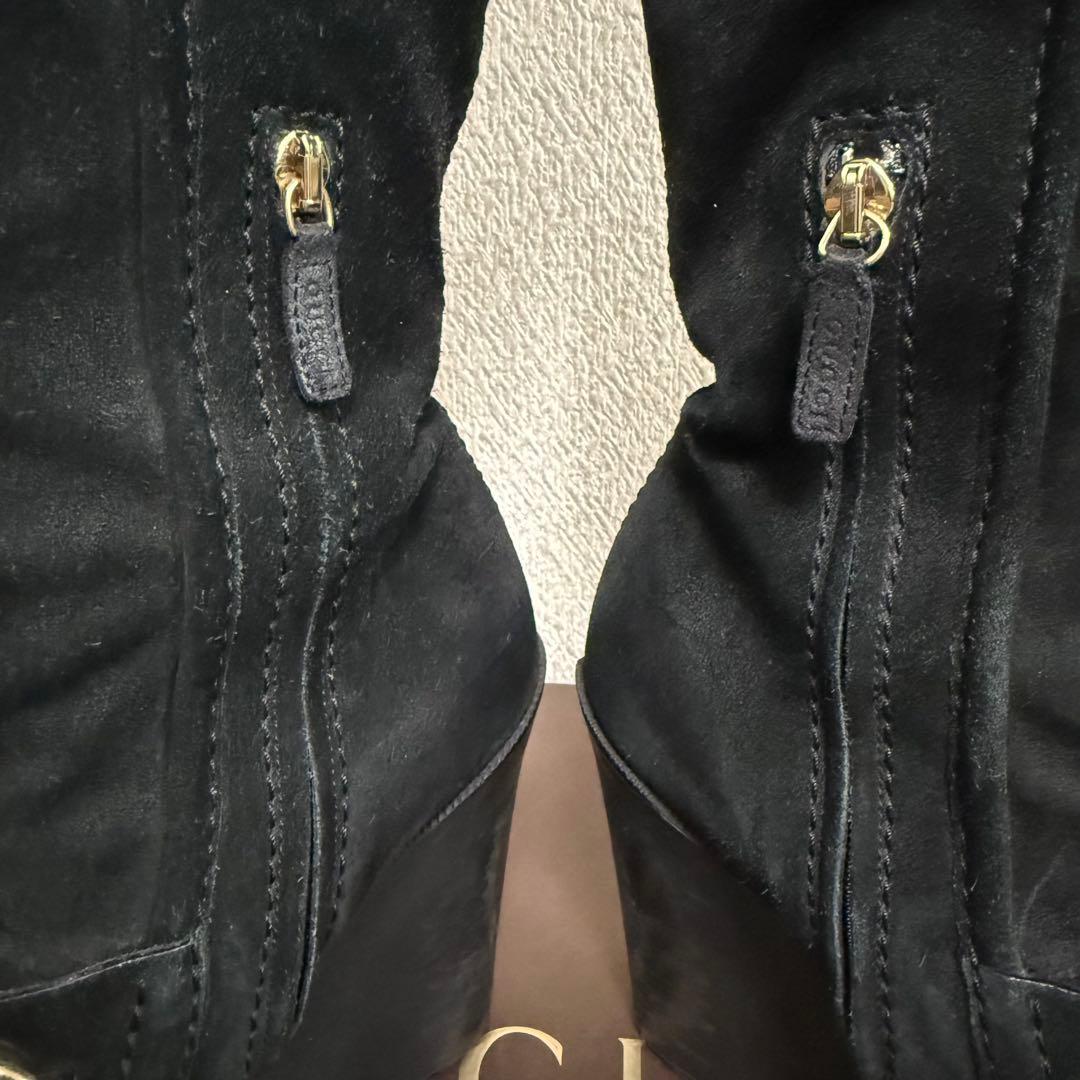レア✨️ GUCCI ブラック スエード ロングブーツ ウェッジヒール 箱付き
