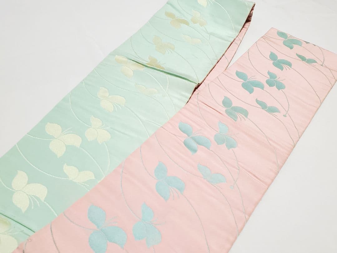 A5 こむさでもーど 綿紅梅 蝶々模様 夏物 着物 浴衣・半幅帯 2点セット