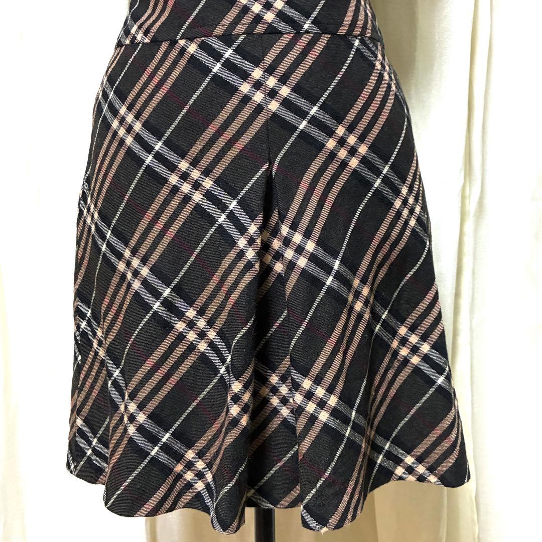 バーバリーブルーレーベル ノバチェック フレアワンピース ホースロゴ刺繍 38