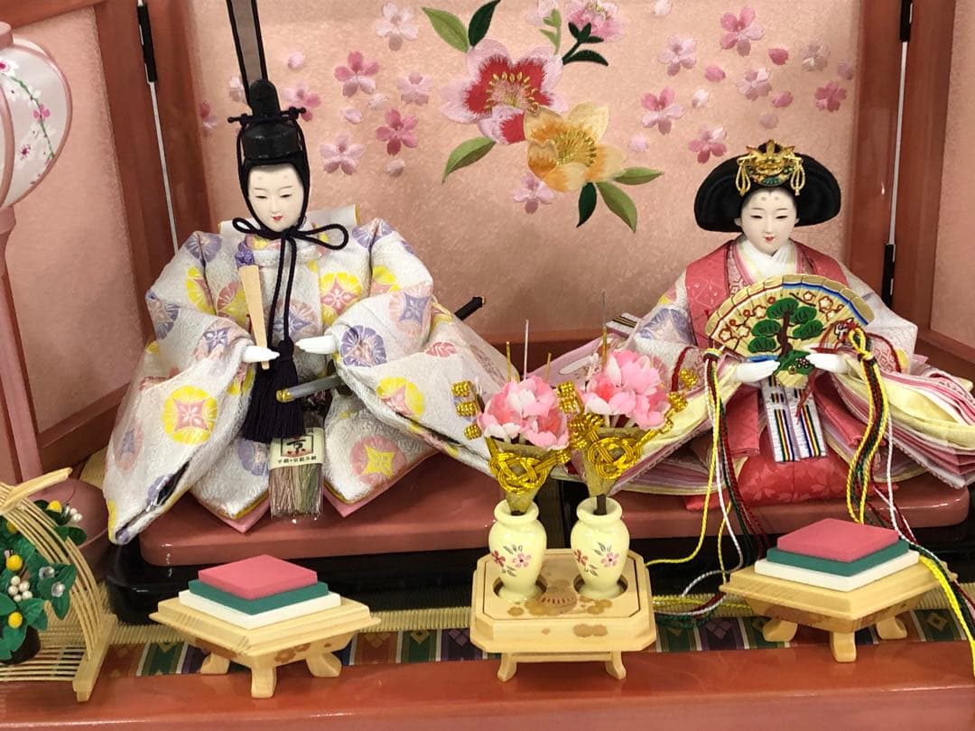 雛人形セット 花柄背景付夏場価格