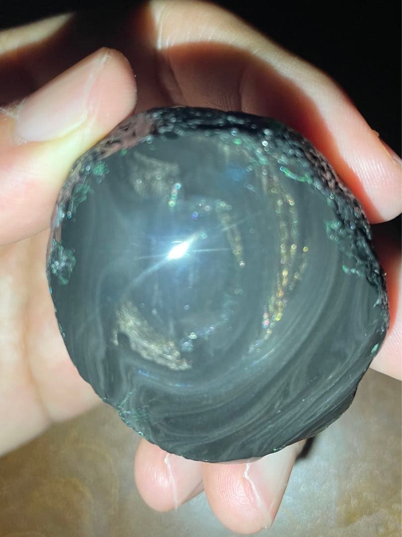 研磨品　十勝石玲瓏　金虹　スペシャルゴールデンレインボーオブシディアン