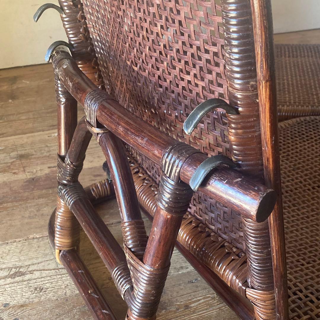 2点セット ヴィンテージ ラタン 折り畳み 座椅子 レトロ 和モダン