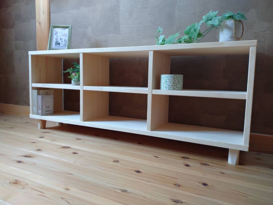 【送料無料】天然木　赤松集成材　足付きスタッキングシェルフ　テレビ台飾り棚収納棚