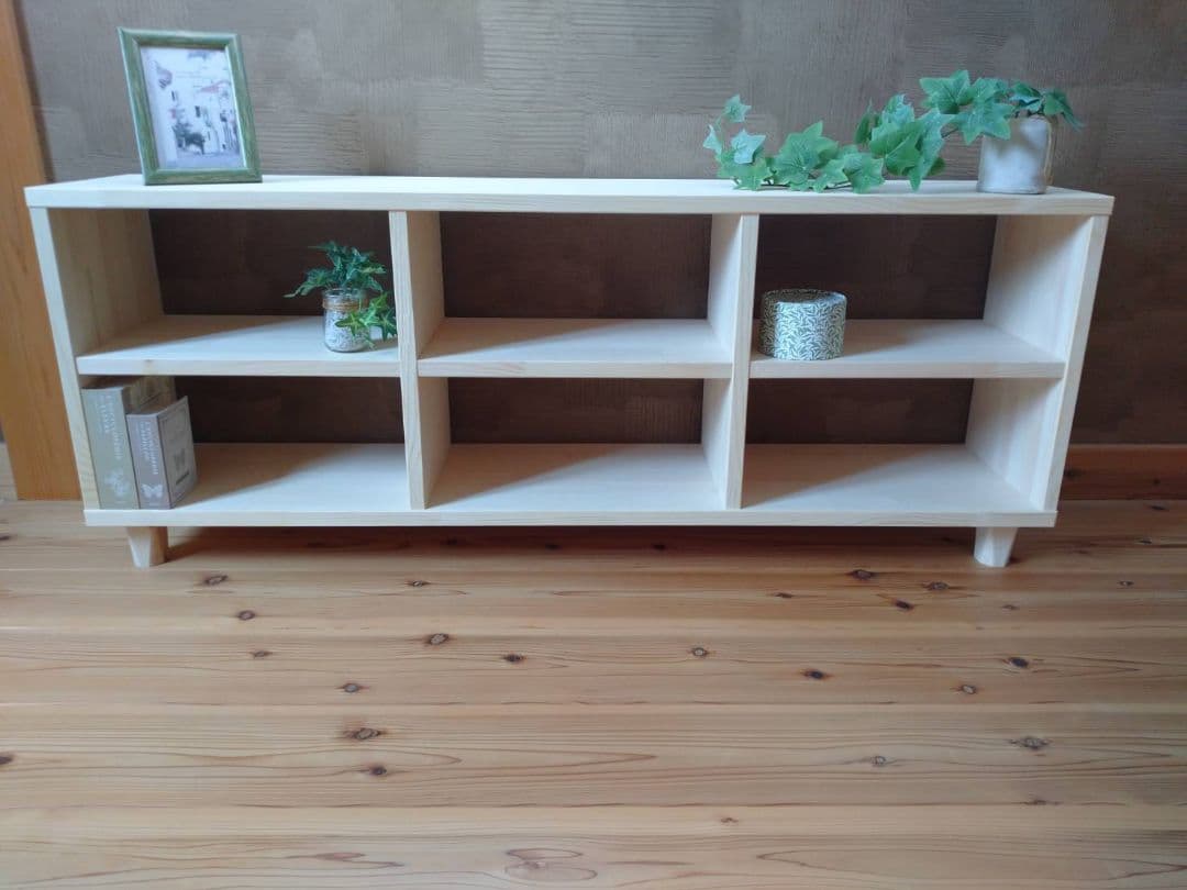 【送料無料】天然木　赤松集成材　足付きスタッキングシェルフ　テレビ台飾り棚収納棚