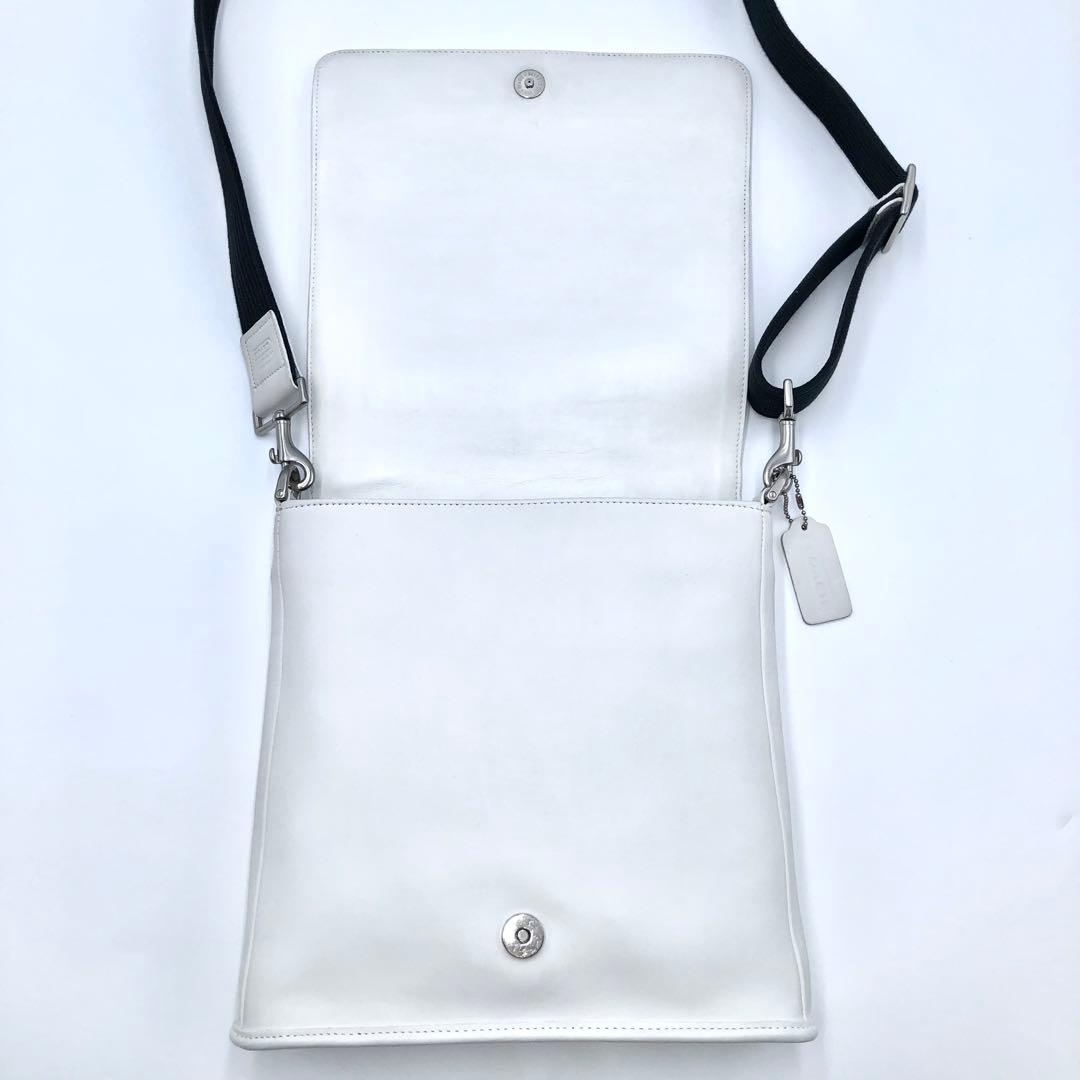 USA製 オールドコーチ ショルダーバッグ フラップ ホワイト レザー