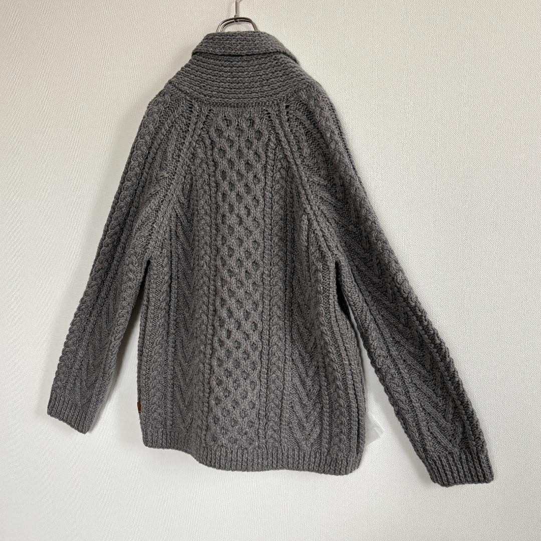 【超人気・極美品】ステューシー/ケーブルニット/厚手/ボタンロゴ/タブロゴ/XL