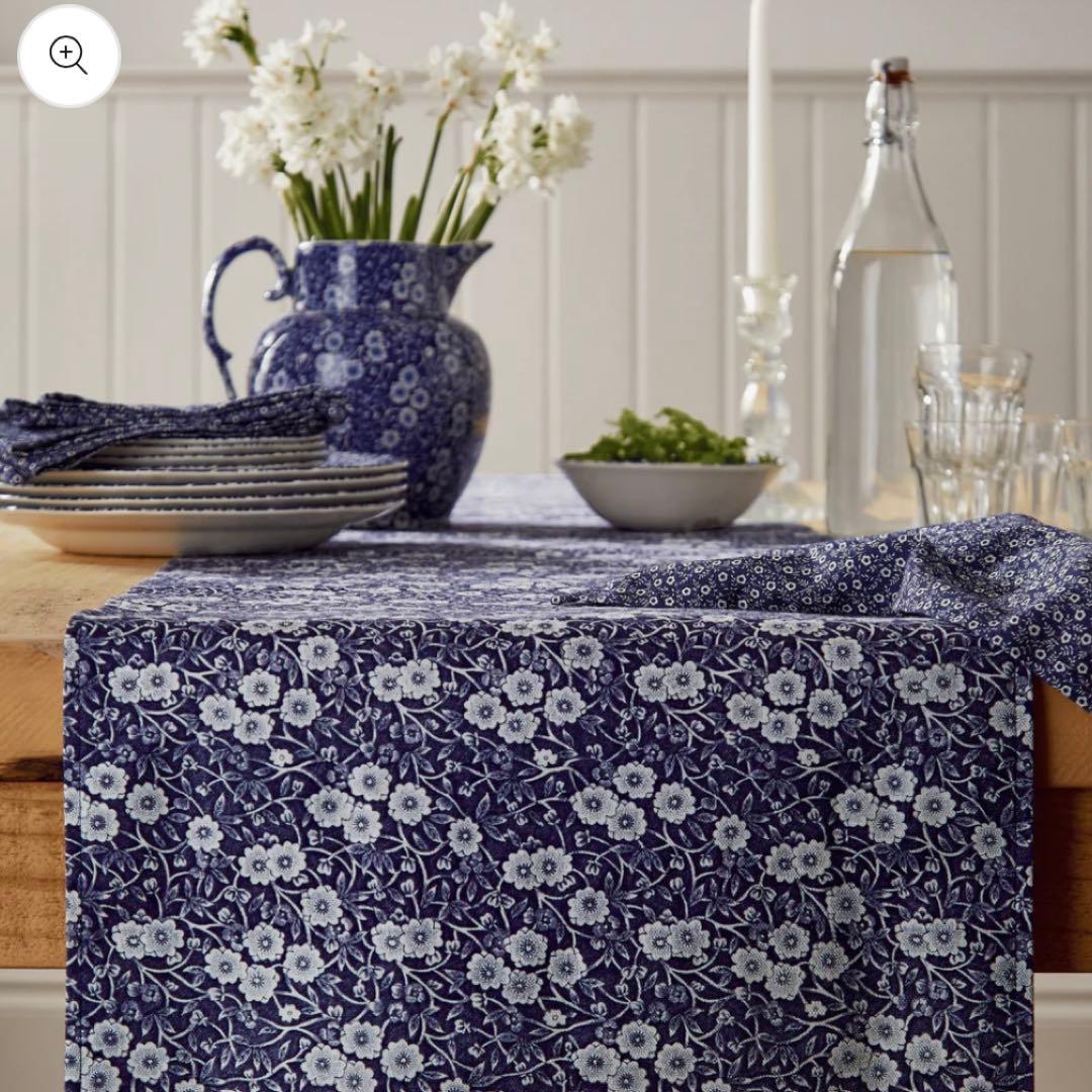 【英国限定】バーレイ×Bedeck テーブルランナー　ブルーキャリコ