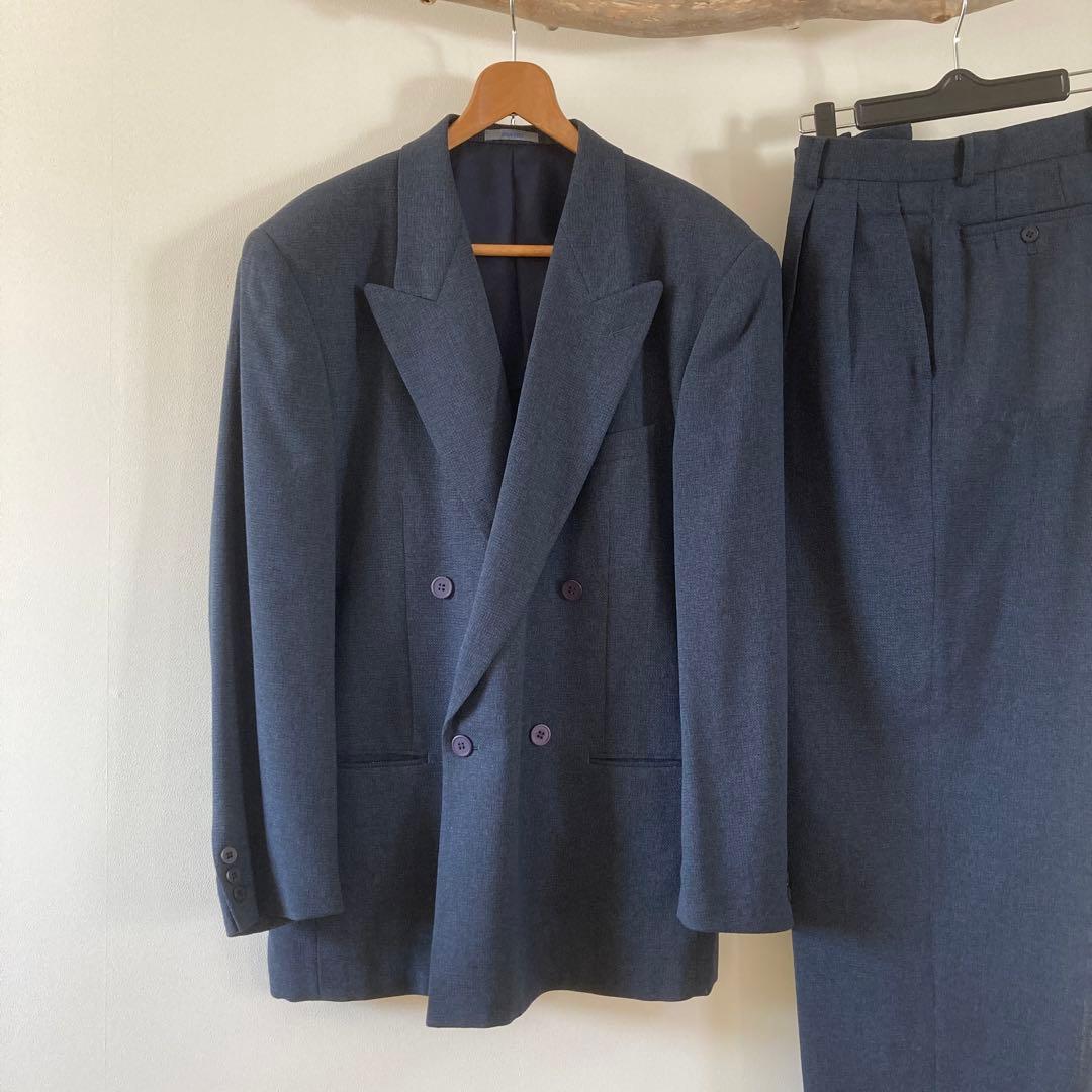 KENZO ダークブルー ダブルブレストスーツ　日本製　（株）ライカ　夏用