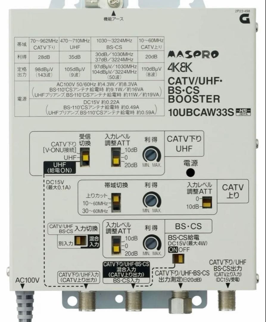 マスプロ 4K・8K衛星放送（3224MHz）対応 共同受信用