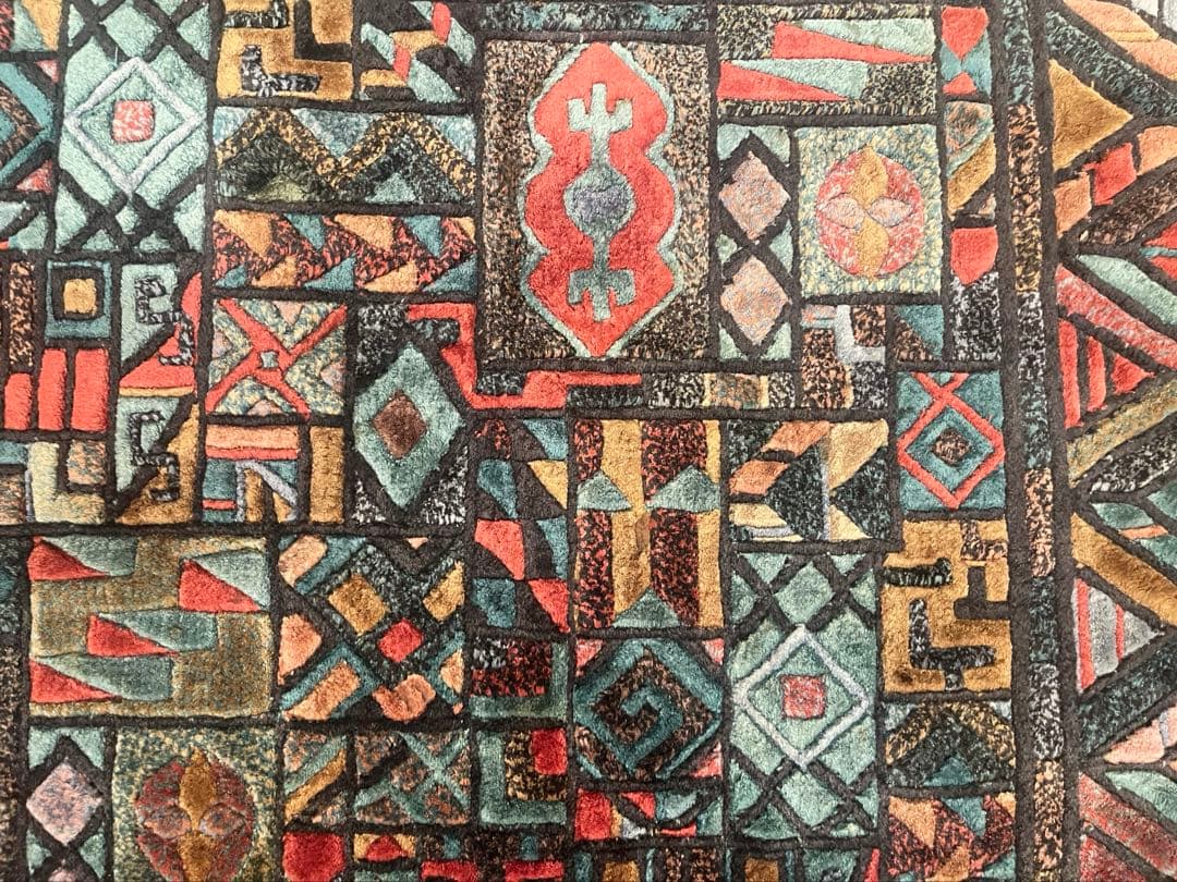 vintage ヴィンテージ　ラグ　幾何学模様　ミッドセンチュリー バウハウス