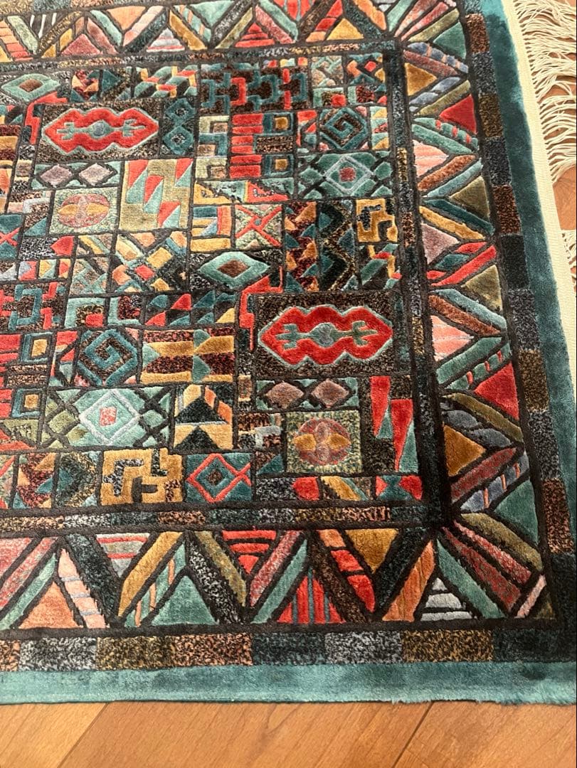 vintage ヴィンテージ　ラグ　幾何学模様　ミッドセンチュリー バウハウス